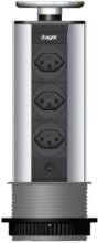 Prise escamotable tehalit 3×T13 Liftup 7m avec couvercle à bascule acier fin