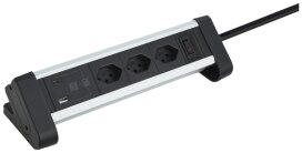 Module de table ALU 3×T13 1×USB-A/1×USB-C 3m 3×1mm² interrupteur no/alu