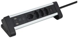 Module de table ALU 4×T13 2×USB-A/1×USB-C 2m 3×1mm² interrupteur no/alu